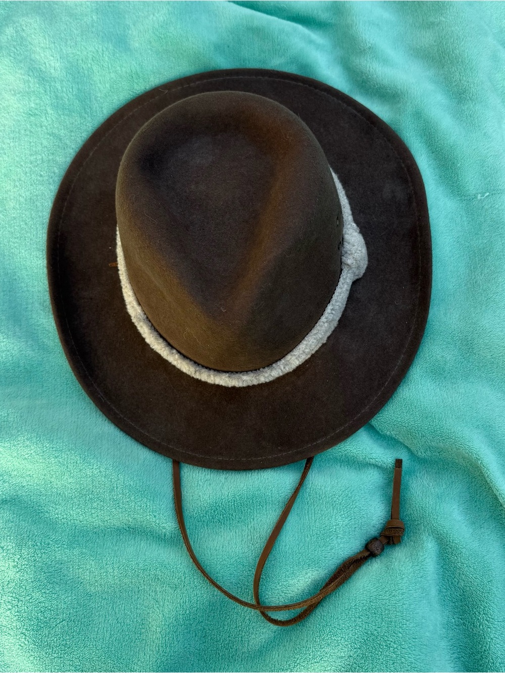 Dorfman Pacific Men's Brown 100%wool Felt Hat with Sherpa Band USA made 🇺🇸